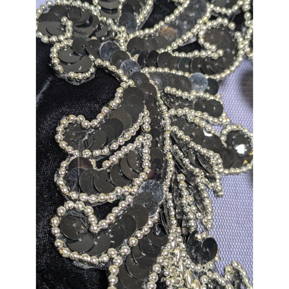 Vintage Black Velvet Beaded Halter Dress Goth Glam Party Cocktail XS Zum Zum 90s - Picture 9 of 13
